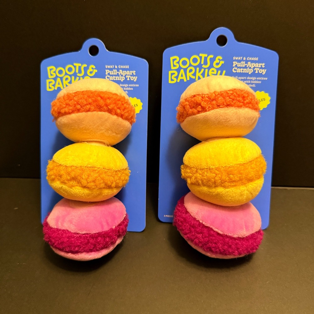 Boots & Barkley Cat Toy Cat New Macaron Pull-Apart Catnip Crinkle Set of 2